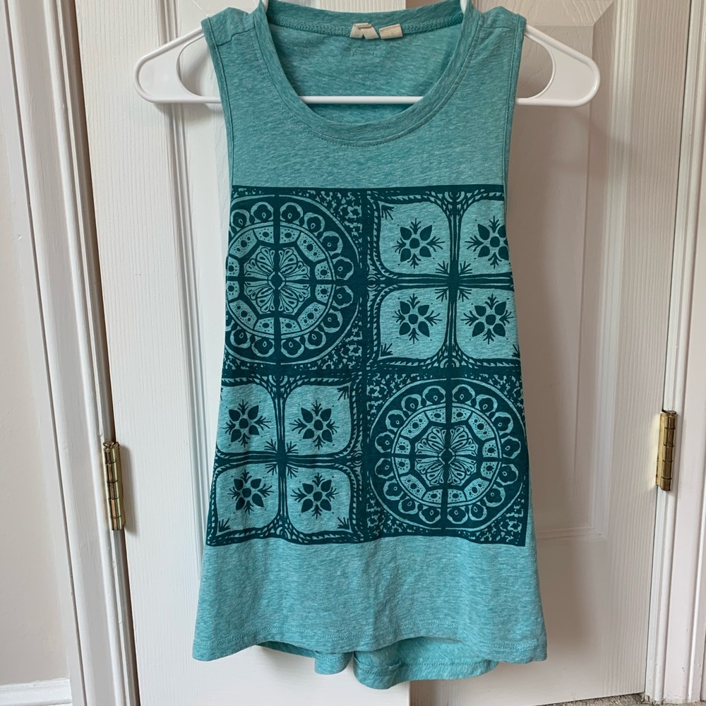 Roxy Teal Open Back Tank Top XS